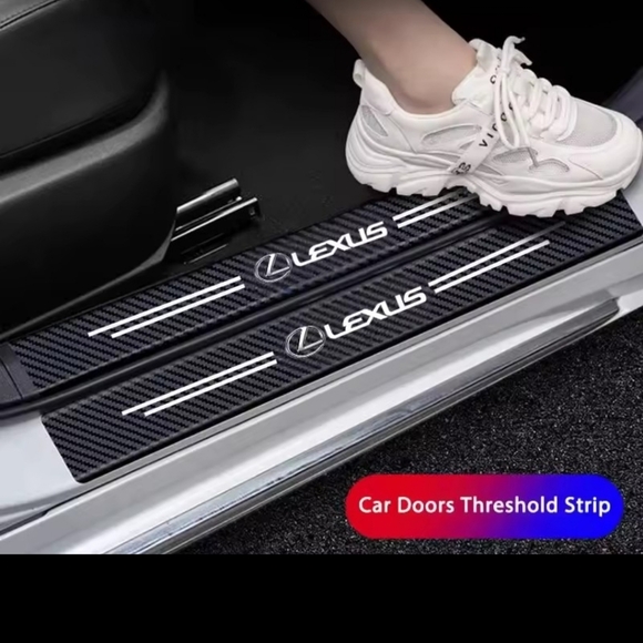 Lexus carbon fiber door sill scratch protector liner Decal 4 Piece Set - Picture 6 of 6